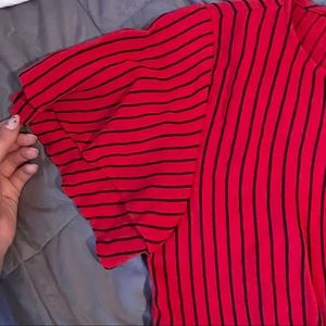 Red and black striped Zara top